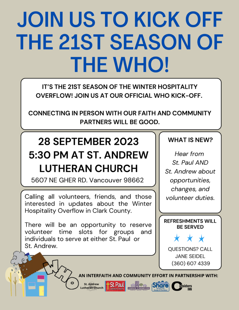 JOIN US TO KICK OFF OF THE 21ST SEASON OF THE WHO!